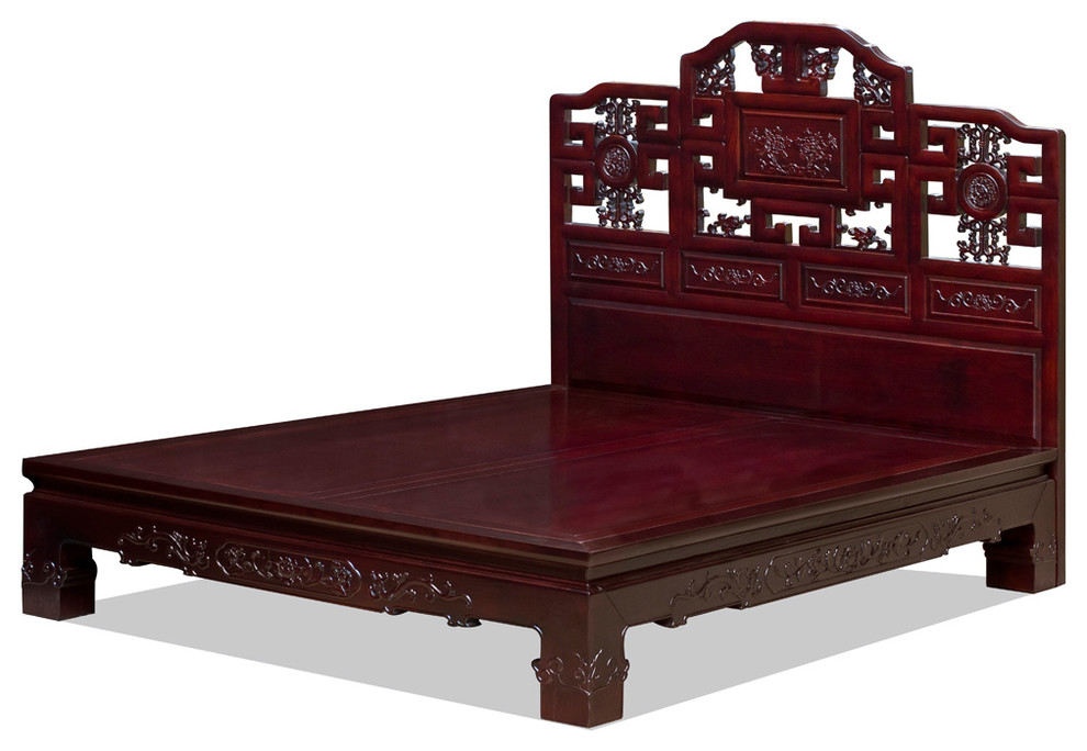 Elm Wood Qing Palace Queen Size, Asian Bed Frame
