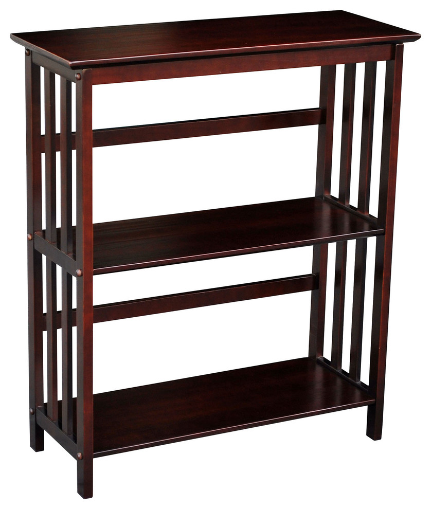 Mission 3 Shelf Bookcase, Espresso Transitional Bookcases by