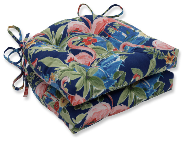 Black Tropical Floral Reversible Patio Chaise Lounge Chair Cushion In Hand//Ship