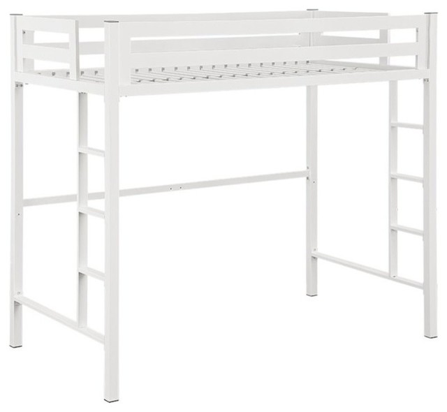 Bentley Twin Metal Loft Bed, Walker Edison Twin Metal Loft Bed With Desk And Shelving White
