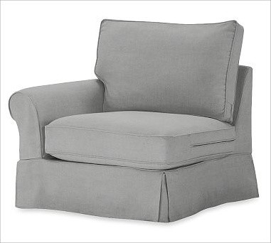 PB Comfort Left Armchair, Polyester Wrap Cushions, Washed Linen/Cotton Metal Gra