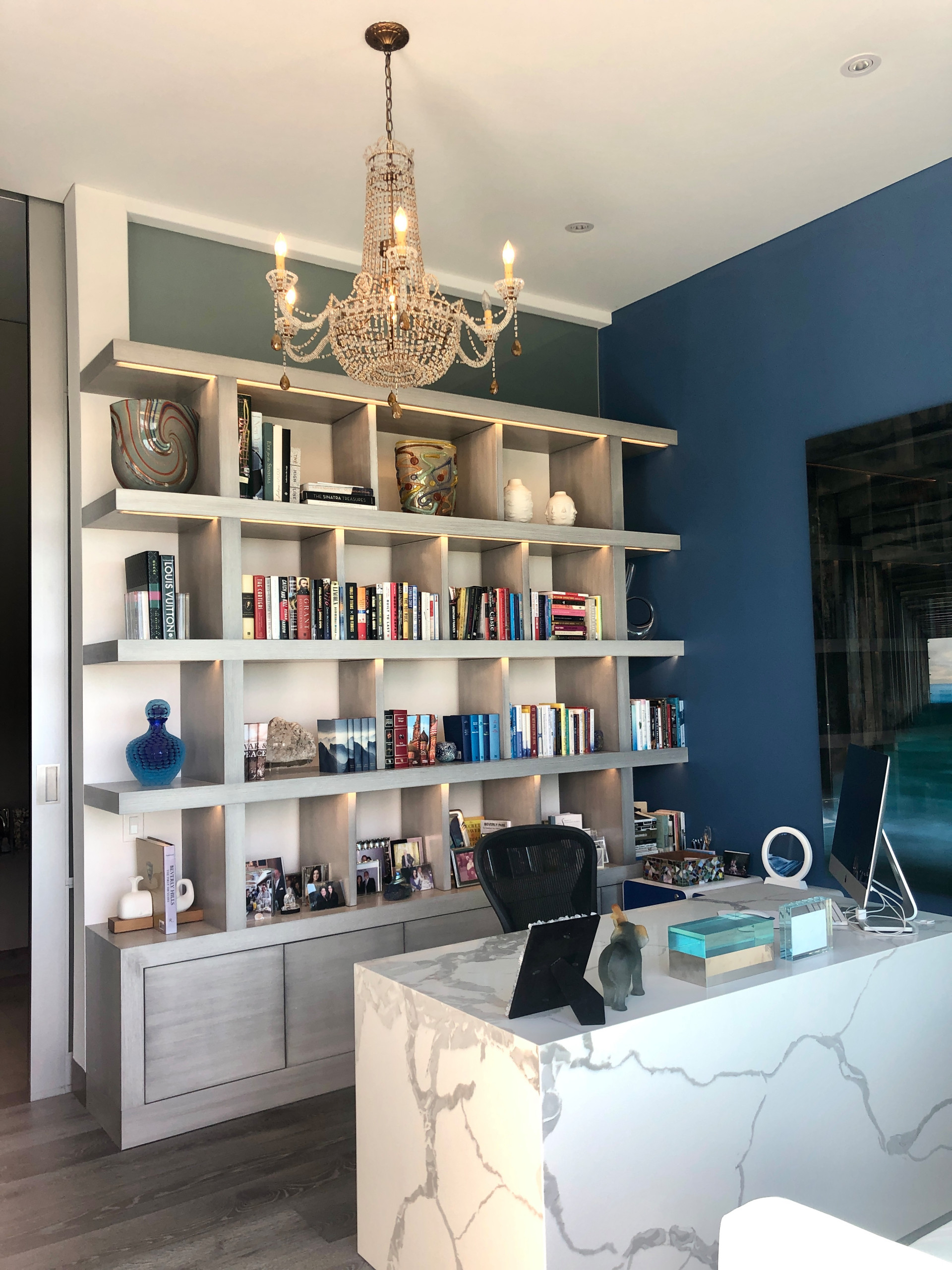 Custom Home Office with Built-In Library