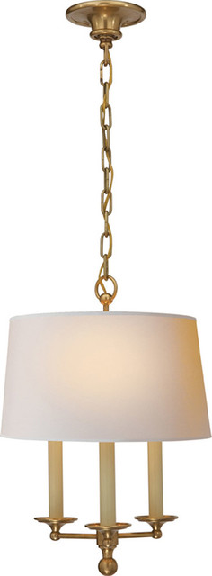 E.F. Chapman Classic 3-Light Hanging Shade, Hand-Rubbed Antique Brass