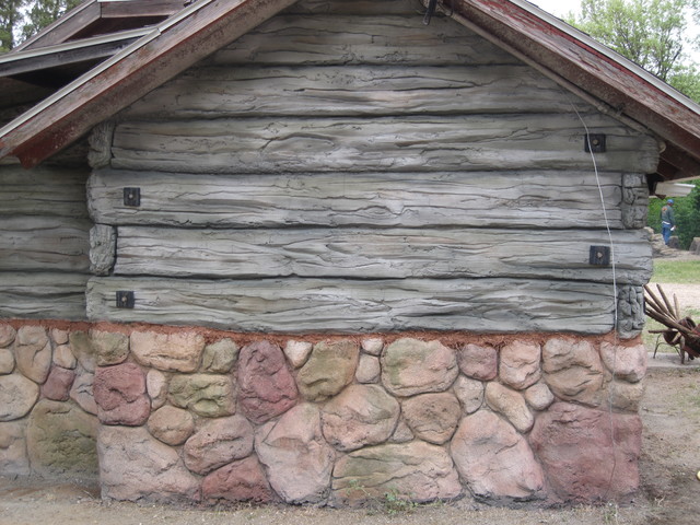 Cabin Refacing Siding With Hand Carved Faux Wood And Stone