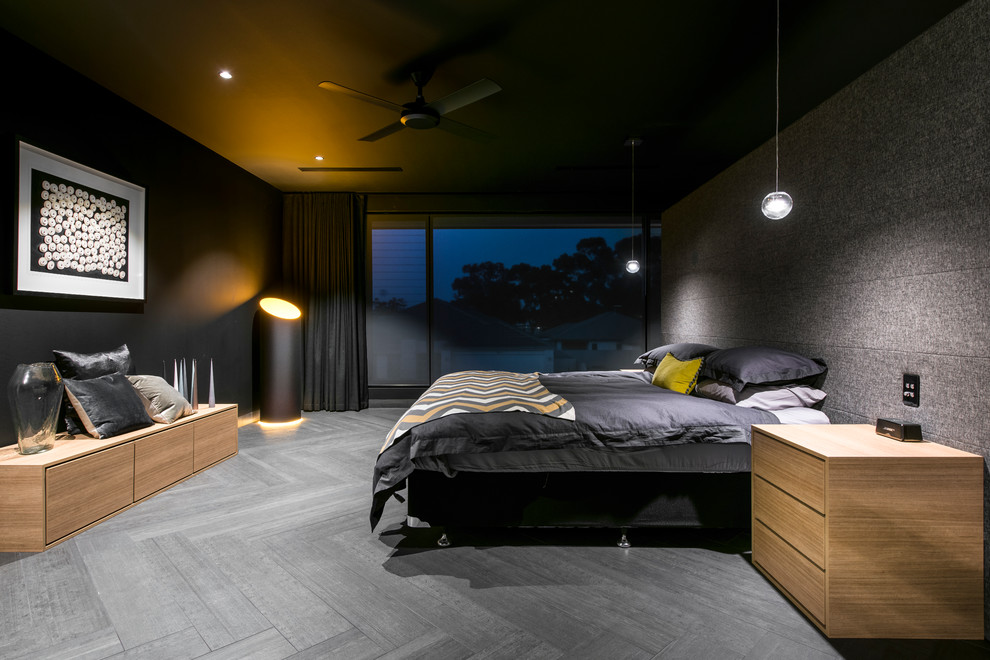 Example of a large minimalist bedroom design in Perth