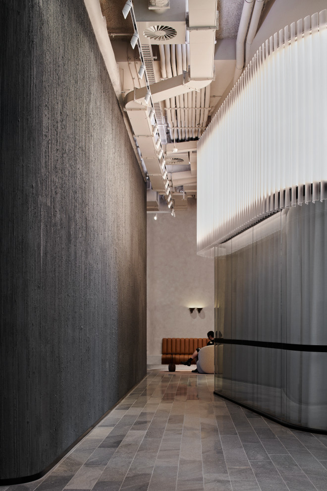 Источник вдохновения для домашнего уюта: коридор в современном стиле с серым полом