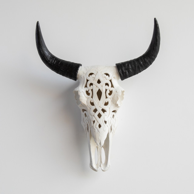 Faux Cow Skull Decorative Carved Bison Wall Decor Natural Realistic Southwestern Sculptures By Near And Deer Houzz - Cow Skull Wall Decor Australia