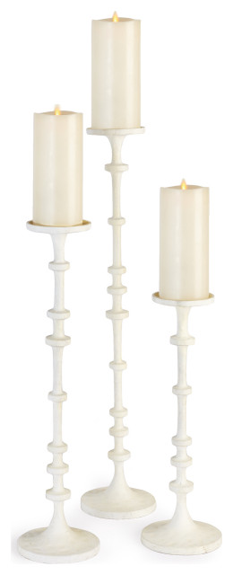 Abacus Candle Stands, Set of 3, White