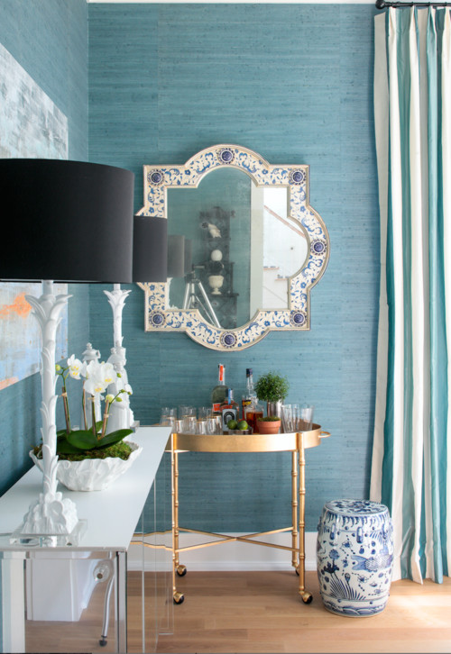 Cool Teal Sisal Grasscloth Wallcovering at Grasscloth and More