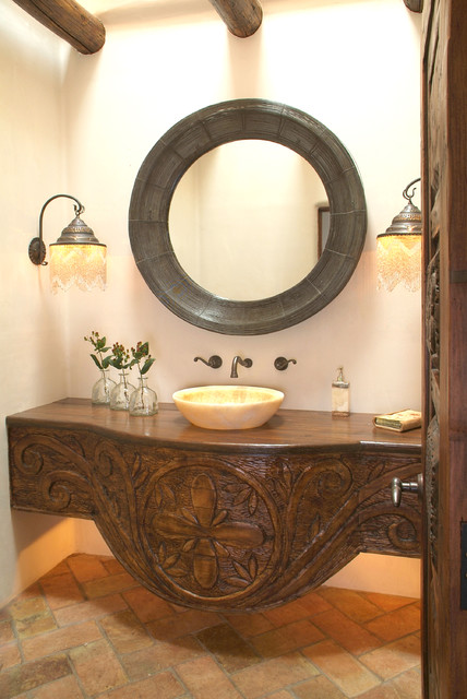 Santa Fe Style Powder Room - Eclectic - Powder Room - San ...