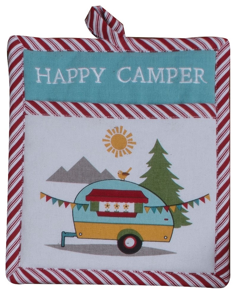 Camping Life Happy Camper Printed Kitchen Pocket Mitt