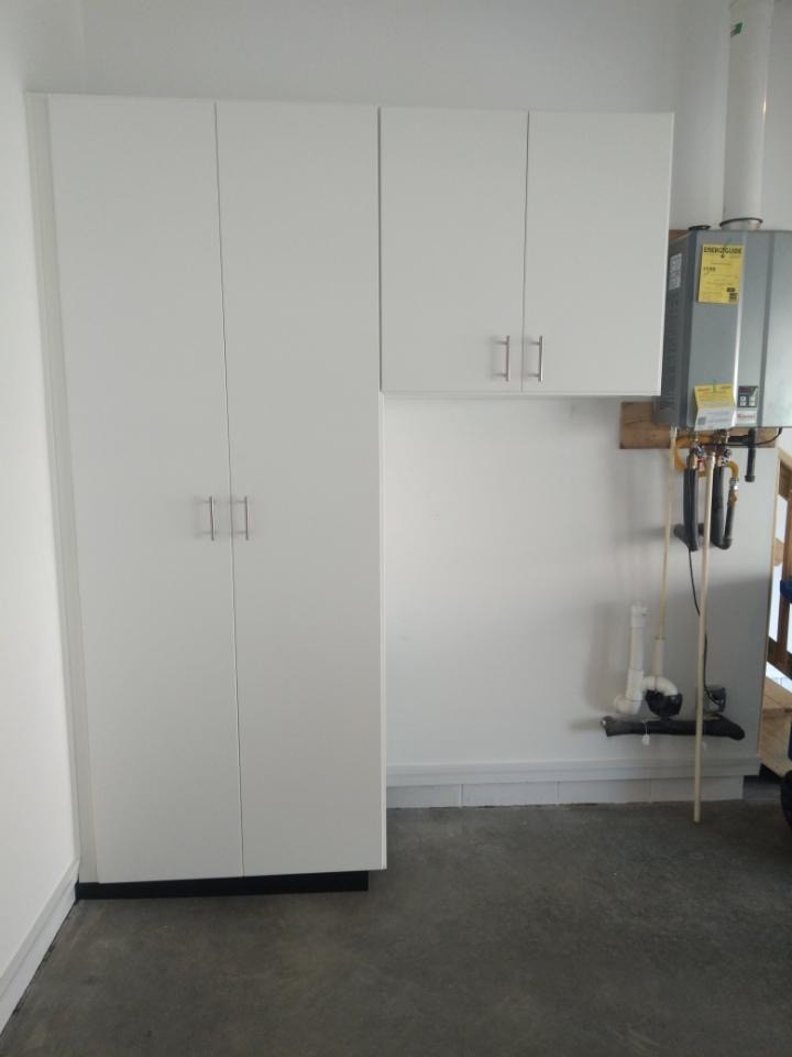 Garage with Cabinets & Slat Wall