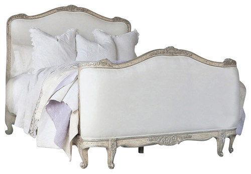 Eloquence� Sophia King Bed in Silver Antique White Two-Tone. Swedish decor inspiration, French and Gustavian Design Style from Eloquence. #swedish #interiordesign #frenchcountry #gustavian #nordic #decoratingideas #whitedecor #eloquence #furniture