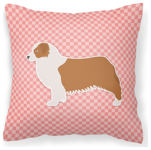 Australian Shepherd Dog Checkerboard Pink Pillow, 18"x18 ...