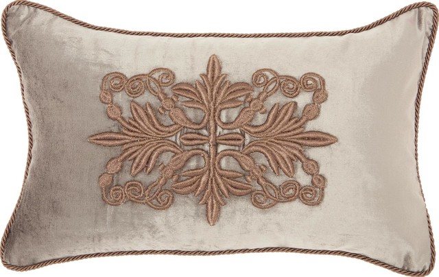 12 X20 Mina Victory Couture Luster Embellished Damask Gray Throw