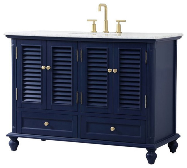 Elegant Decor Rhodes 48" Coastal Solid Wood Single Bathroom Vanity in Blue
