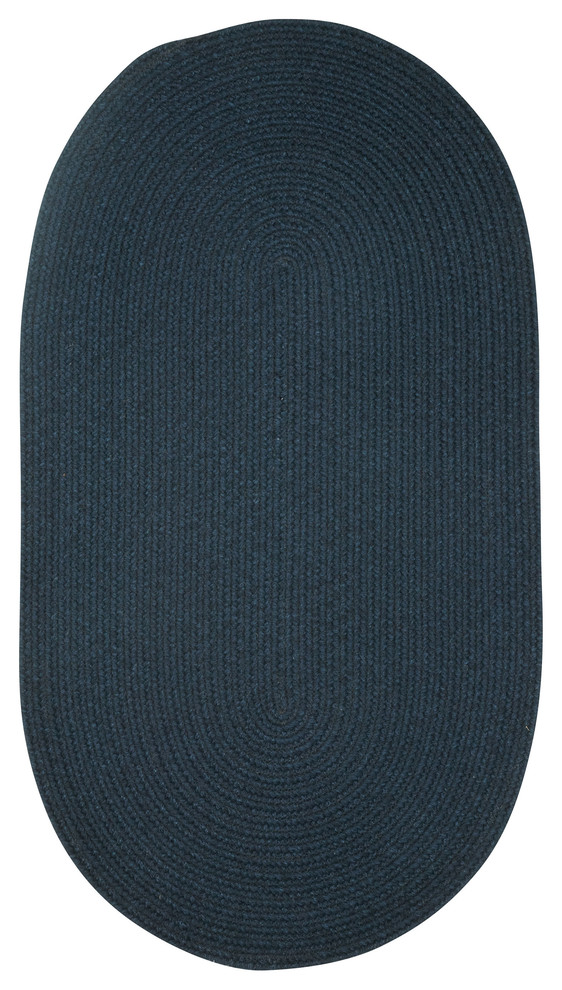 Manteo Braided Oval Rug, Dark Blue, 9'2"x13'2"