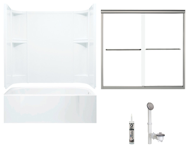 Sterling Accord Vikrell RightHand Drain Bathtub Shower Kit 72"x40"x48