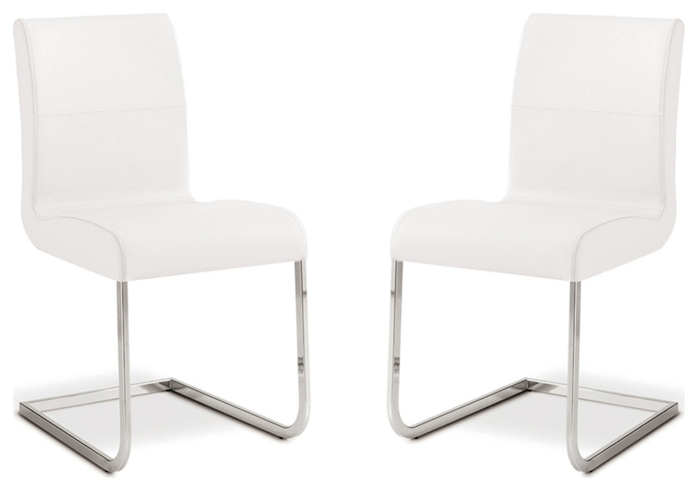 Stella Set of 2 Dining Chair, Top Grain Leather, White