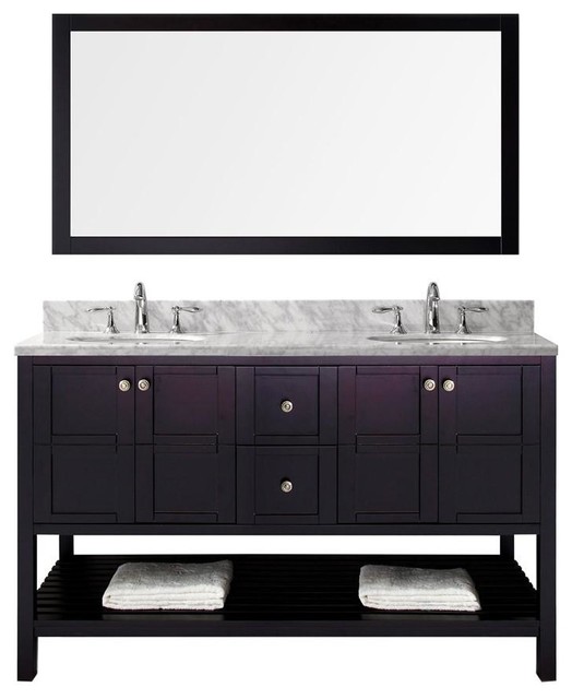 Virtu Usa Winterfell 60 Double Vanity With Round Sink Mirror Transitional Bathroom Vanities And Sink Consoles By Bath Vanity Plus Houzz