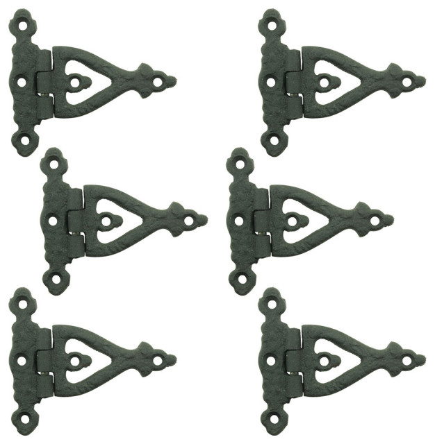 Black Door Strap Hinge 3" Wrought Iron RSF Finish Barn Door Hinges Pack