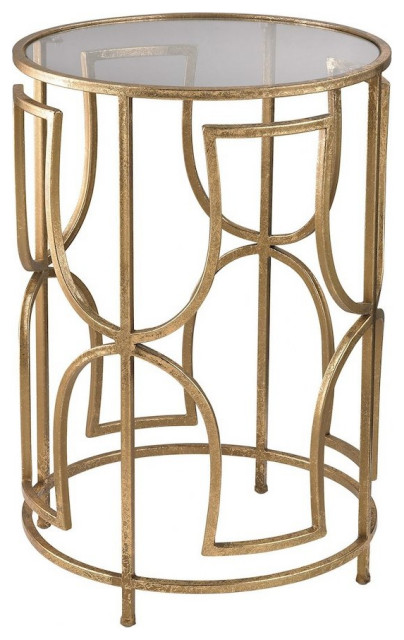 Round Accent Table in Gold finish Frame Base Gold Finish - Furniture - Table - Contemporary ...