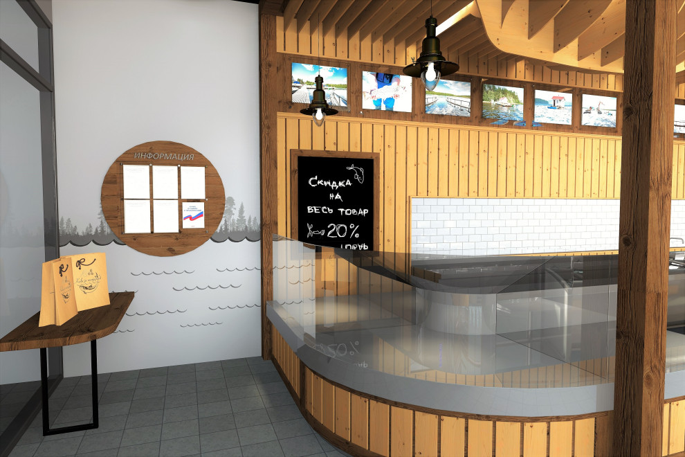 Визуализация магазина форелевого хозяйства на севере Карелии