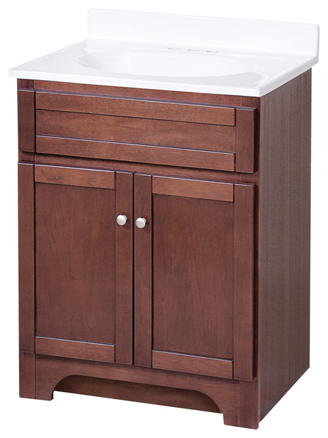 Columbia Cherry Bathroom Vanity With Cultured Marble Top, 25"