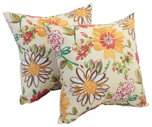 17" Square Polyester Outdoor Throw Pillows, Set of 4, Mclorele Vanilla