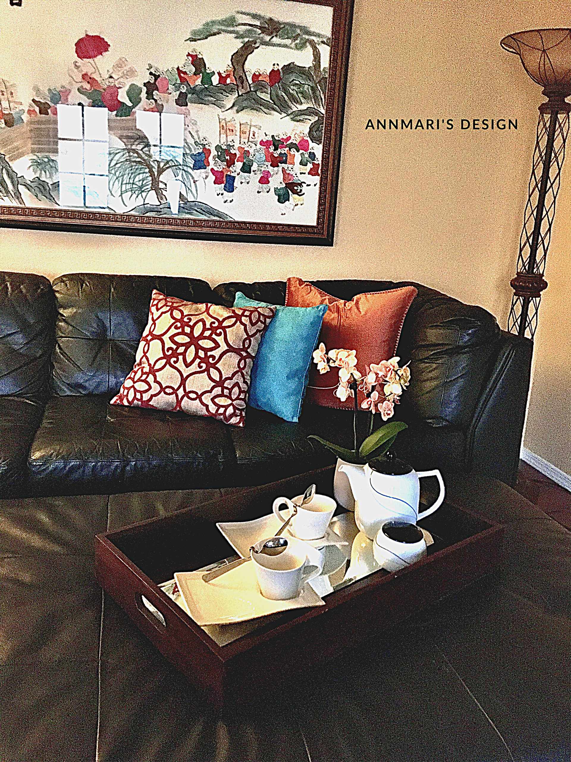 Modern family room with a touch of Asian
