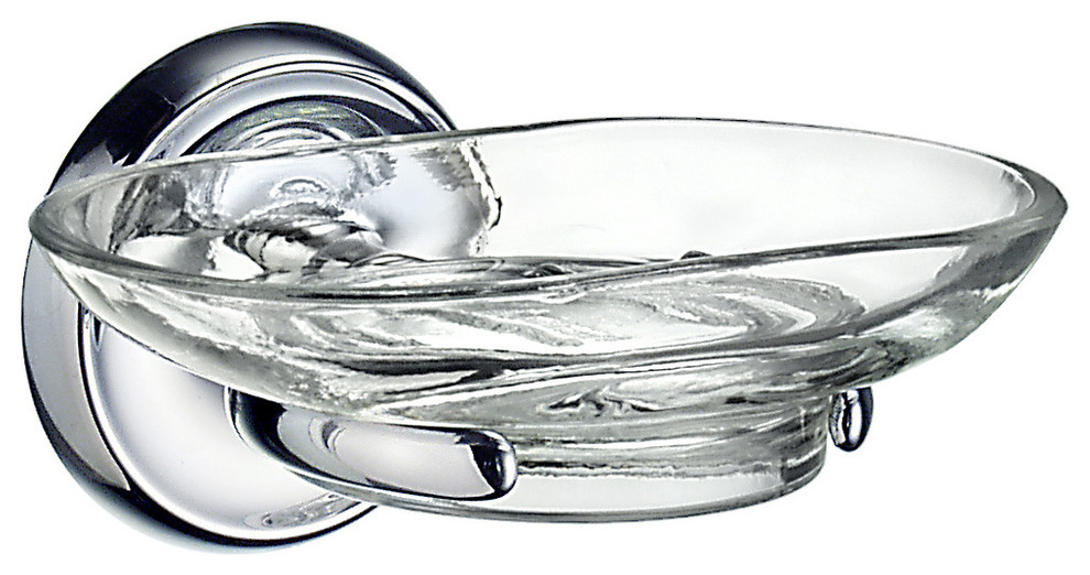 Villa Holder With Glass Soap Dish Polished Chrome