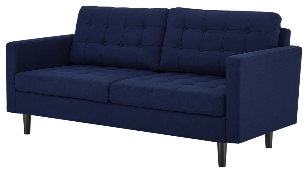 Tufted Sofa, Fabric, Beige, Modern, Living Lounge Room Hotel Lobby