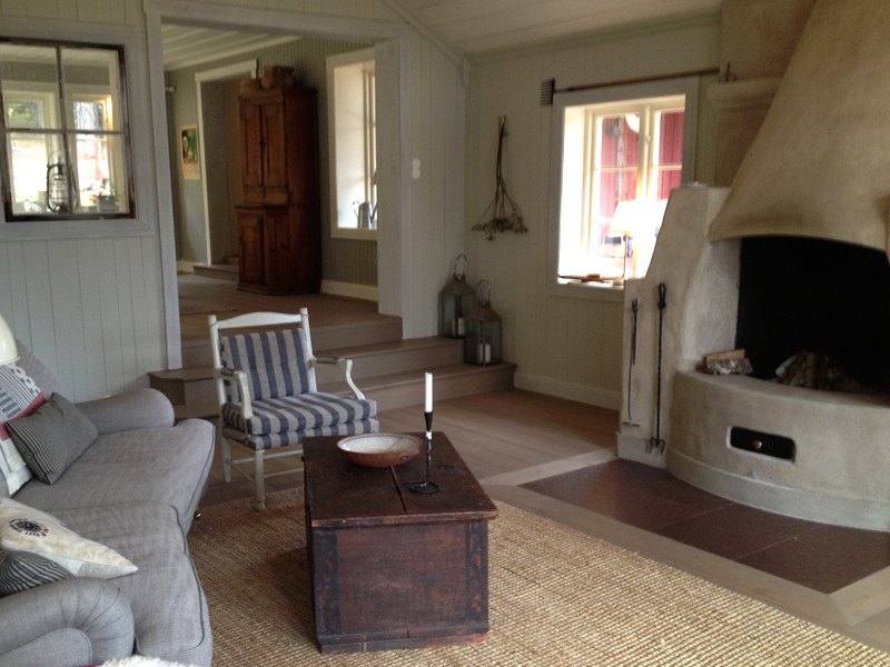 Rustik inredning av ett vardagsrum