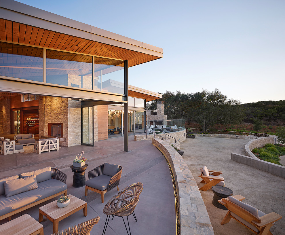 Photo of a contemporary backyard patio in San Luis Obispo with no cover.