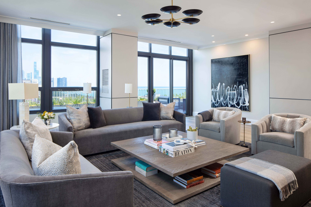 Living room with views of Downtown Chicago - Modern - Living Room ...