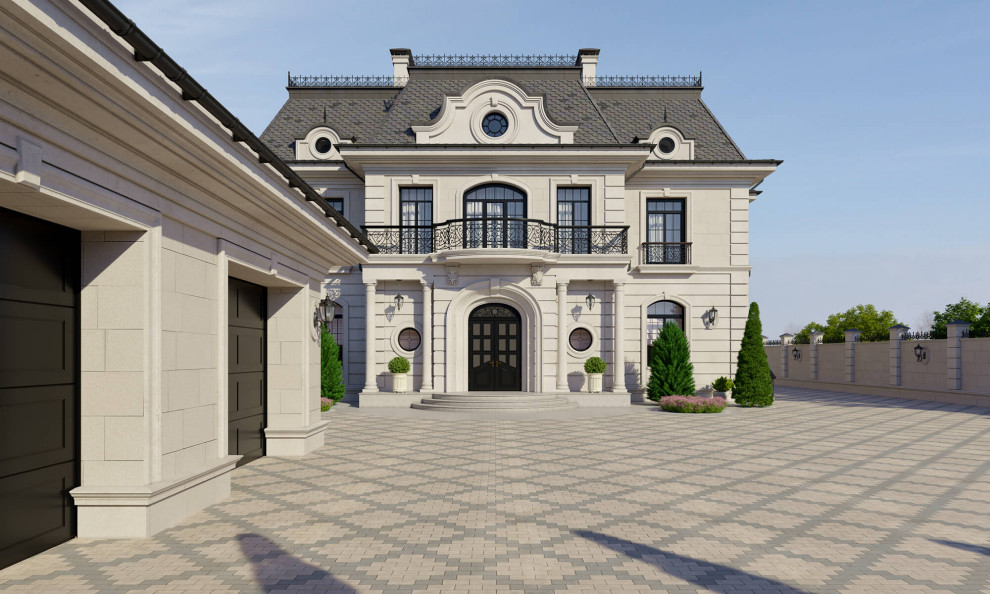 Архитектурный проект жилого дома с бассейном в классическом стиле. 1100кв.м.