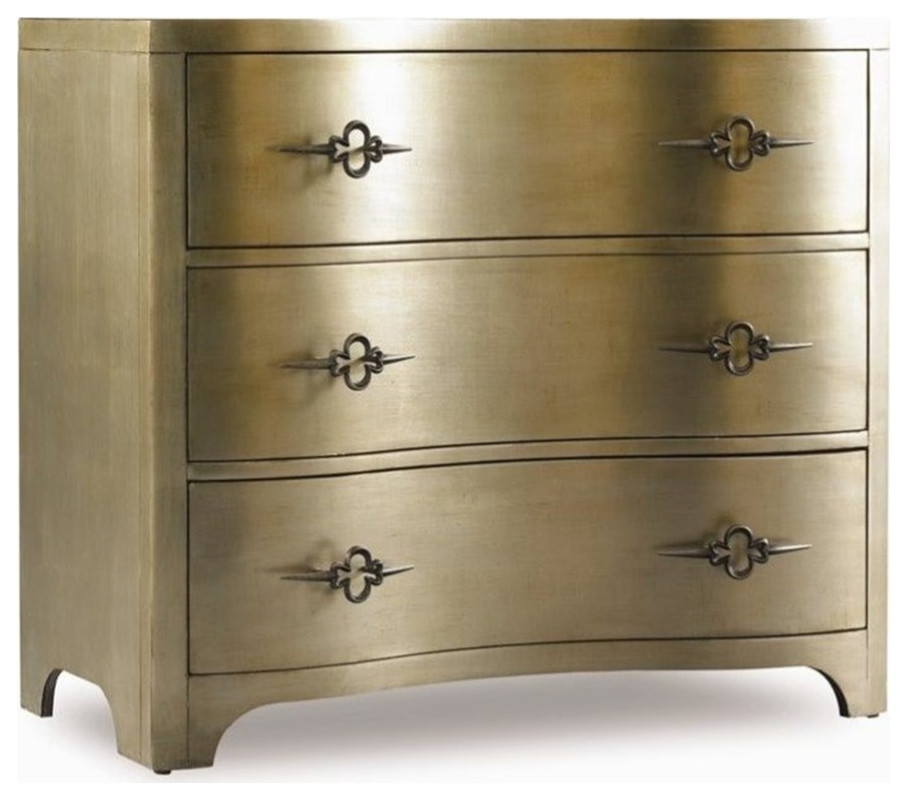 Beaumont Lane 3-Drawer Shaped-Front Contemporary Wood Accent Chest in Gold