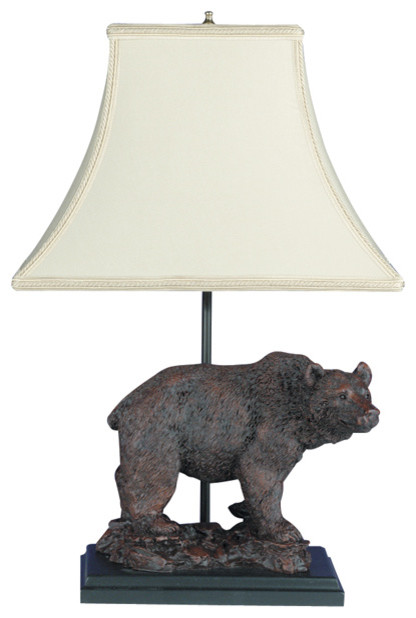 Mighty Grizzly Black Bear Figural Table Lamp with Shade Home Decorative 24"h 