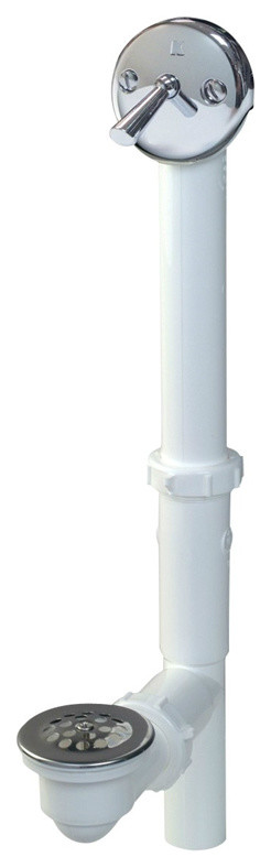 Keeney 64W Plastic Trip Lever Bath Drain Assembly, Adjustable 14"-16", White - Modern - Tub And 