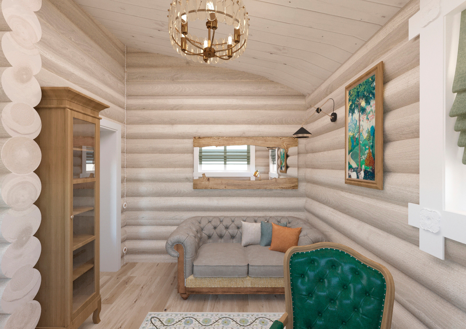 Дизайн загородного дома из бревна