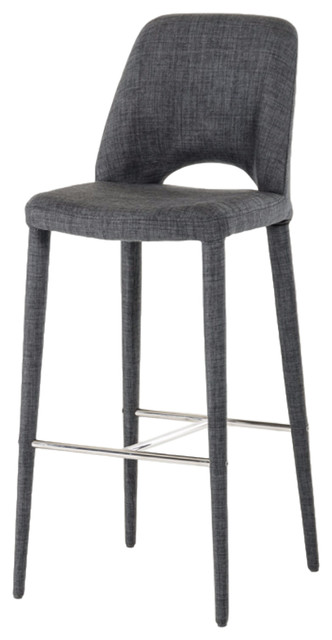 Modrest Williamette Modern Dark Grey Fabric Bar Stool Midcentury Modrest Williamette Modern Dark Grey Fabric Bar Stool