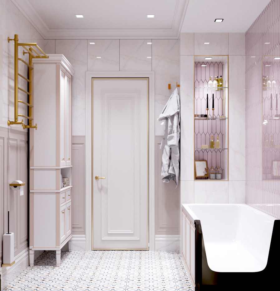 Дизайн ванной комнаты и душевой комнаты в классическом стиле. Вариации.