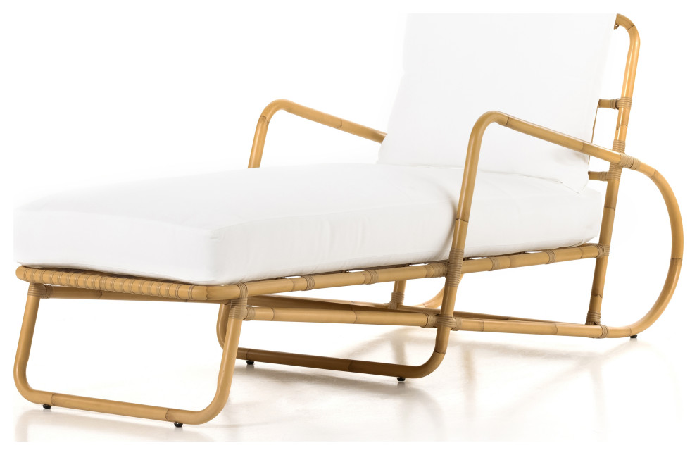 Riley Faux Rattan Outdoor Chaise Tropical Outdoor Chaise Lounges