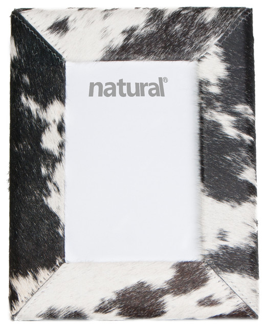 Durango Cowhide Picture Frame, 4"x6", Black/White Southwestern