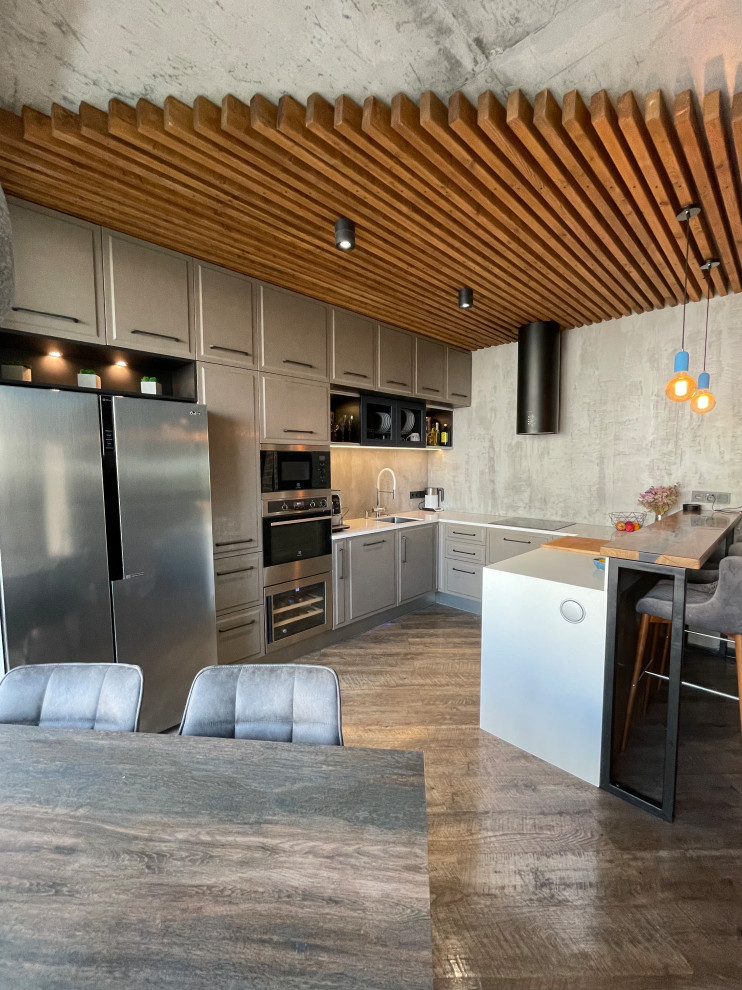 Кухня с барной стойкой в стиле Лофт