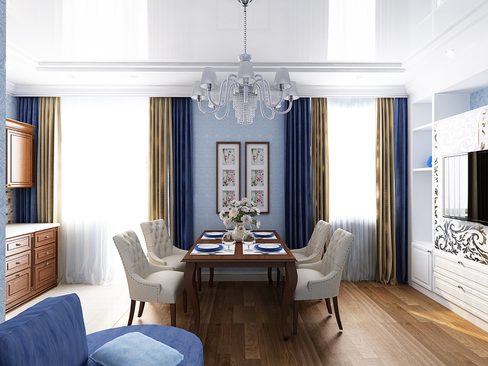 Интерьер кухни - гостиной в двухкомнатной квартире.