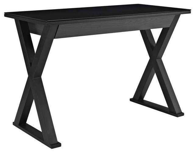 48 Black Glass Computer Desk
