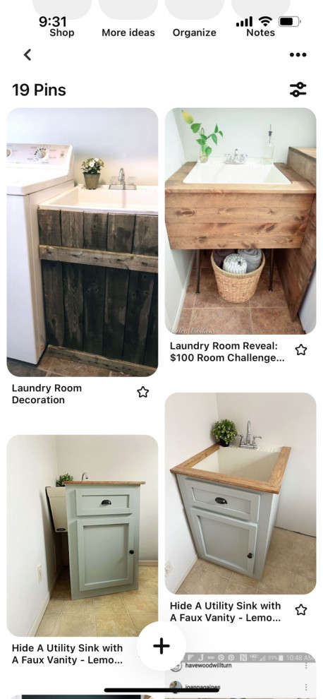Building a cabinet around shop a utility sink