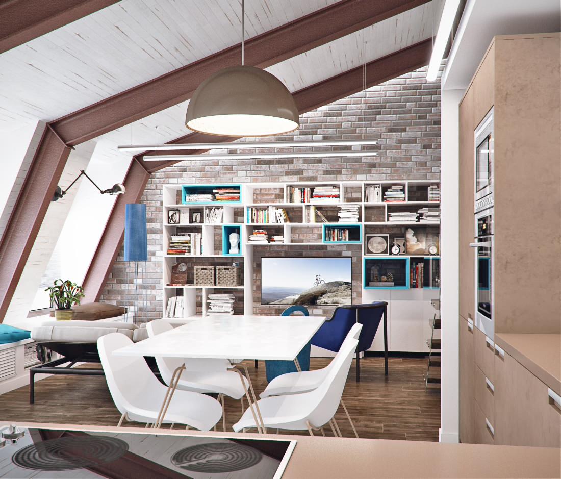 Мансардная квартира в кофейных тонах