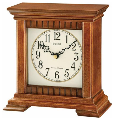Seiko Chiming Desk Clock Brown Wooden Case Nighttime Chime Seiko Chiming Desk Clock Brown Wooden Case Nighttime Chime Silencer
